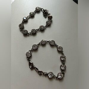 Silver tone bracelet with white stones unbranded
